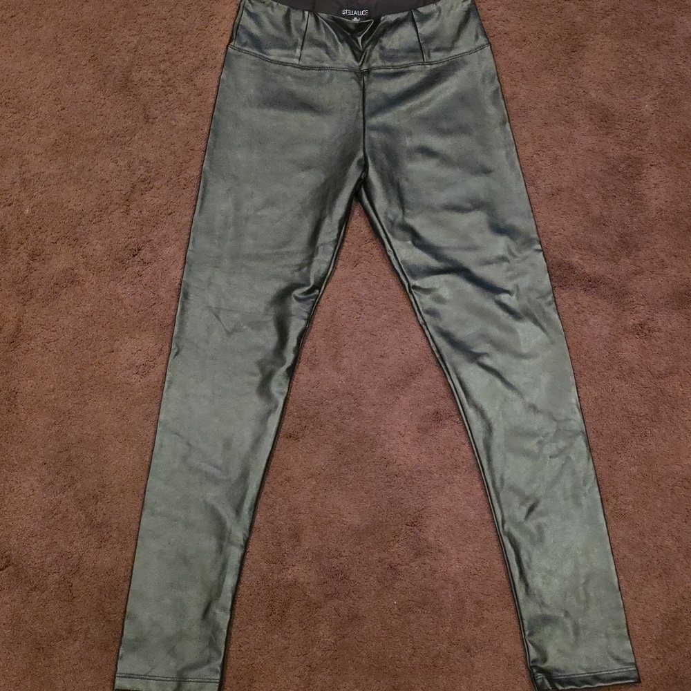 Stella Luce Black PU Jeggings. Size Medium